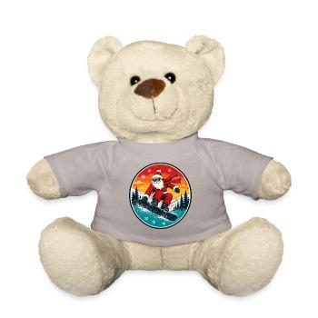 Cooler Weihnachtsmann beim Snowboarden Retro - Teddy - Taupe - Vorne