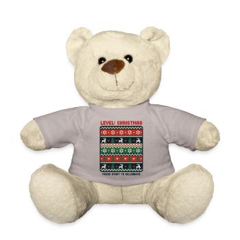 Level Christmas Pixel Hässlicher Pullover für Gamer - Teddy - Taupe - Vorne