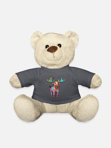 Elch niedliche Karikatur Kawaii Aquarell Tier Haustier - Teddy - Anthrazit