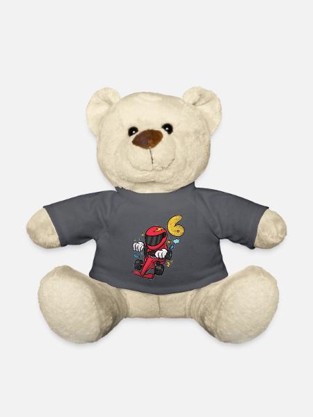 Rasanter Rennfahrer Kindergeburtstag - Teddy - Anthrazit