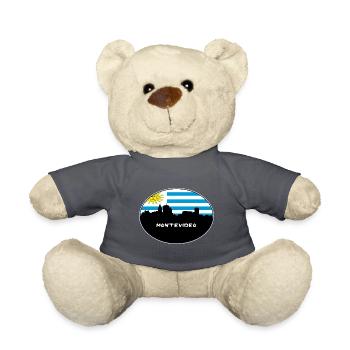 Montevideo-Uruguay-Flaggen-Skyline-Schattenbild-Reise - Teddy - Anthrazit - Vorne