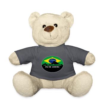 Rio De Janeiro Brasilien Flagge Skyline Silhouette Trav - Teddy - Anthrazit - Vorne