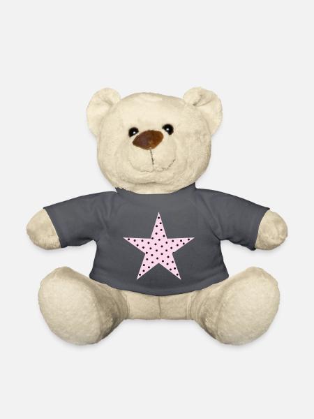Rosa Stern mit schwarzen Punkten - Teddy - Anthrazit