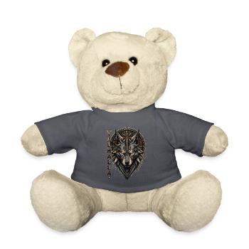Wikingerwolf Valhalla – Geometrische Runen - Teddy - Anthrazit - Vorne