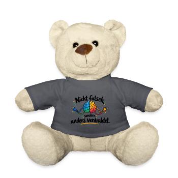 Buntes Gehirn Kabel Motiv - Teddy - Anthrazit - Vorne