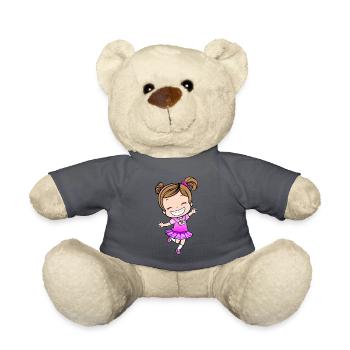 Fröhliches Mädchen im Pink Rock - Teddy - Anthrazit - Vorne