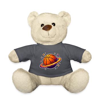 Basketball Planet Ring Weltraum Low Poly T-Shirt - Teddy - Anthrazit - Vorne