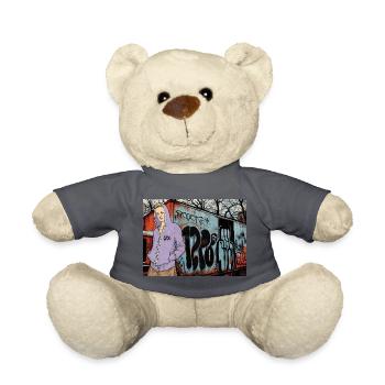 1200 Girl im Hoodie vor Straßengraffiti - Teddy - Anthrazit - Vorne