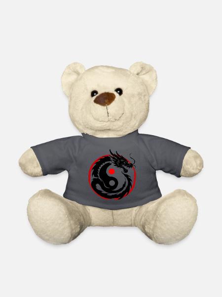 Tintenpinsel Chinesischer Drache Yin Yang - Teddy - Anthrazit