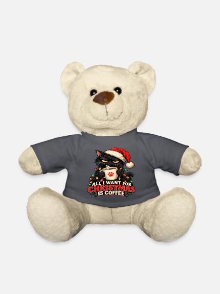 Katze und Weihnachtskaffee - Teddy - Anthrazit