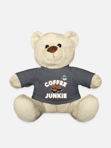 Coffee Junkie - Kaffeebohnen und Tasse - Teddy - Anthrazit