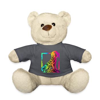 Heulender Wolf – Buntes Neon Graffiti Motiv - Teddy - Anthrazit - Vorne