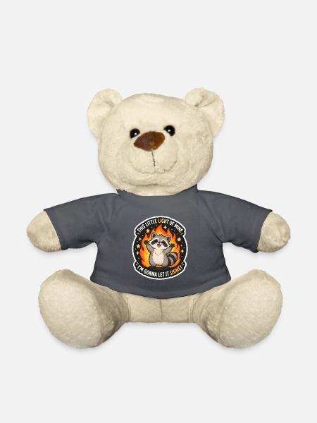 Waschbär im Flammen-Schein - Teddy - Anthrazit