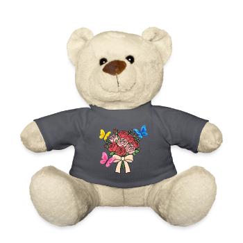 Rosen mit Schmetterlingen und Schleife - Teddy - Anthrazit - Vorne
