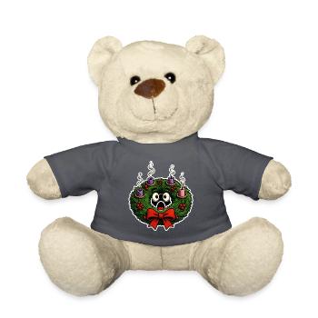 Adventskranz Kerzen Abgebrannt Weihnachten Shirt - Teddy - Anthrazit - Vorne