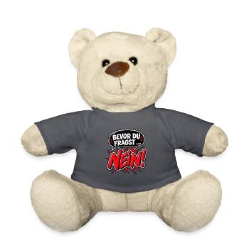 Bevor du fragst … Nein! – Frecher Spruch - Teddy - Anthrazit - Vorne
