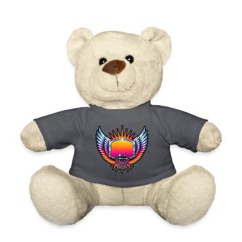 Basketball Korb Flügel Retro 80s Vintage T-Shirt - Teddy - Anthrazit - Vorne