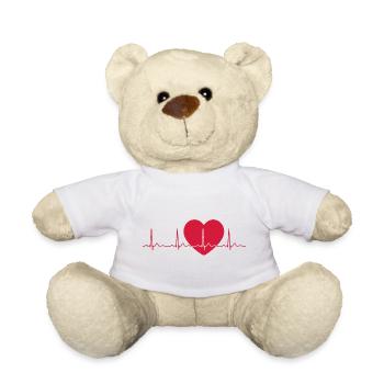 Heartbeat ECG Line Medical Pulse Wave Icon Vector - Teddy Bear - white - Front