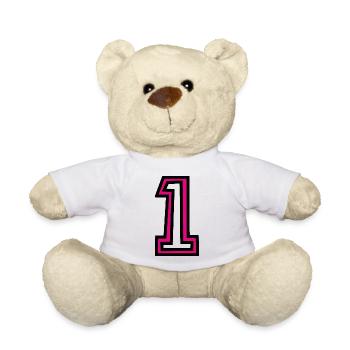 1. 1 YEAR. 1st ANNIVERSARY. 1 YEAR BIRTHDAY - Teddy Bear - white - Front