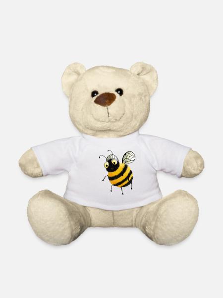 Flauschige Comic Biene mit Kulleraugen - Teddy - Weiß