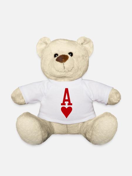 Poker Spielkarte Herz As - Teddy - Weiß