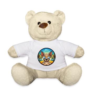 Mexikanische haarlose Hunderasse Cartoon Sonnenbrille Strand - Teddy - Weiß - Vorne