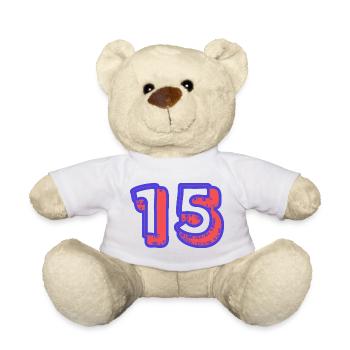 15. 15 ANS. 15e ANNIVERSAIRE. ANNIVERSAIRE 15 ANS. - Nounours - blanc - Devant