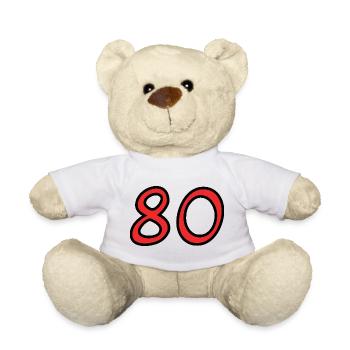 80. 80 JAHRE. 80-JÄHRIGES JUBILÄUM. 80. GEBURTSTAG. - Teddy - Weiß - Vorne
