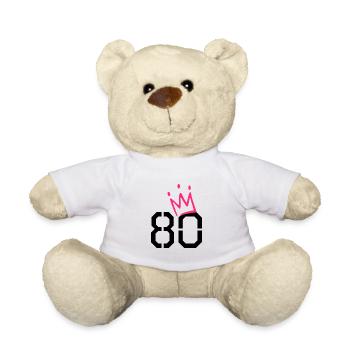 80. Geburtstag - 80 Krone - 80 Jahre alt - Teddy - Weiß - Vorne