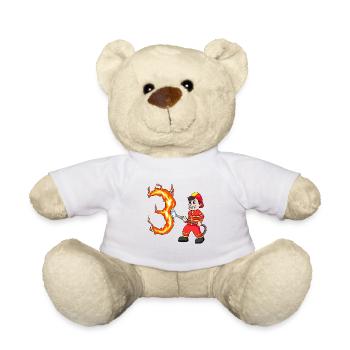 3. Geburtstag 3 Jahre Feuerwehr Geschenk - Teddy - Weiß - Vorne