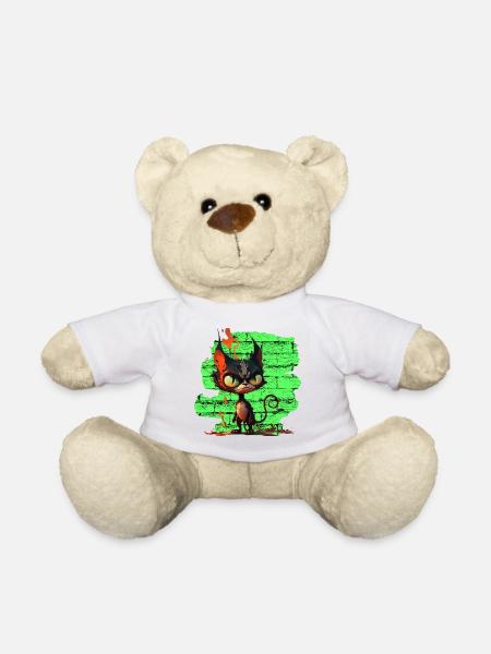 Lustige Katze - Teddy - Weiß