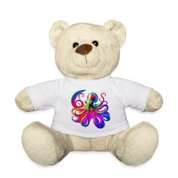 Pieuvre Néon psychédélique - Nounours - blanc - Devant