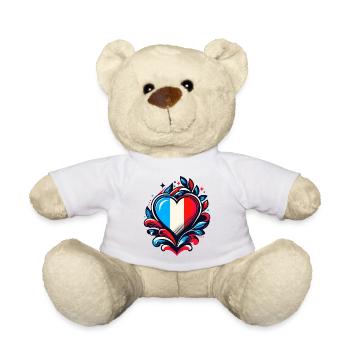 Herz Französische Flagge - Teddy - Weiß - Vorne