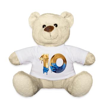 NON. 10 NUMÉRO 10 COOL 10E ANNIVERSAIRE - Nounours - blanc - Devant