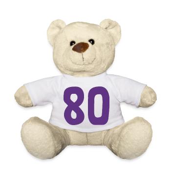 80. 80 YEARS. 80th ANNIVERSARY. 80TH BIRTHDAY. - Teddy Bear - white - Front