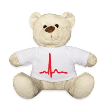 Heartbeat ECG Line Medical Pulse Wave Icon Vector - Teddy Bear - white - Front