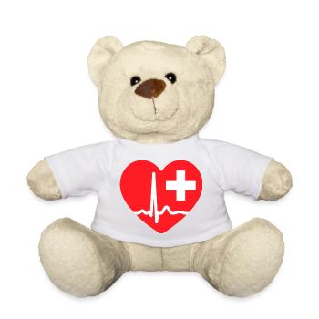 Herzschlag-EKG-Linie Medizinischer Pulswellen-Ikon-Vektor - Teddy - Weiß - Vorne