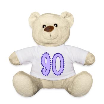 90. 90 ANS. 90e ANNIVERSAIRE. ANNIVERSAIRE 90 ANS. - Nounours - blanc - Devant