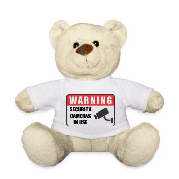 Warnung: CCTV-Kamera-Ausweis, Sicherheitsschild-Symbol - Teddy - Weiß - Vorne