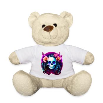 Dame du Crâne Mystique aux Fleurs – Néon Gothique - Nounours - blanc - Devant