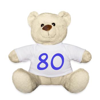 80. 80 YEARS. 80th ANNIVERSARY. 80TH BIRTHDAY. - Teddy Bear - white - Front