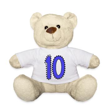10. 10 ANS. 10e ANNIVERSAIRE. ANNIVERSAIRE 10 ANS. - Nounours - blanc - Devant