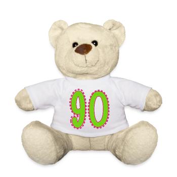 90. 90 ANS. 90e ANNIVERSAIRE. ANNIVERSAIRE 90 ANS. - Nounours - blanc - Devant