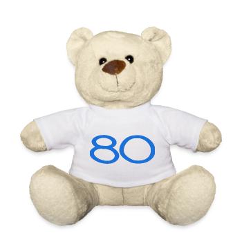 80. 80 YEARS. 80th ANNIVERSARY. 80TH BIRTHDAY. - Teddy Bear - white - Front