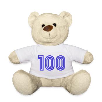 100. 100 ANS. 100e ANNIVERSAIRE. ANNIVERSAIRE 100 - Nounours - blanc - Devant