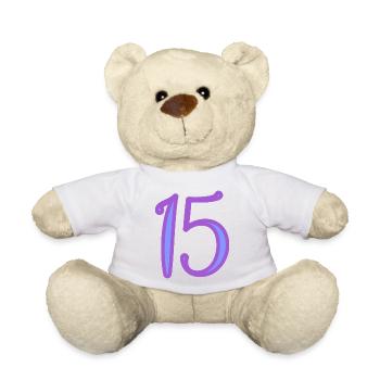 15. 15 ANS. 15e ANNIVERSAIRE. ANNIVERSAIRE 15 ANS. - Nounours - blanc - Devant