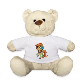 Pony Lustige Zeichentrickfigur Kopfhörer Musik - Teddy - Weiß - Vorne