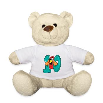 10 anniversaire - oiseau perroquet avec le numéro 10 - Nounours - blanc - Devant