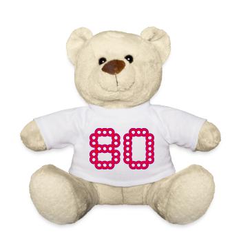 80. 80 ANS. 80e ANNIVERSAIRE. ANNIVERSAIRE 80 ANS. - Nounours - blanc - Devant