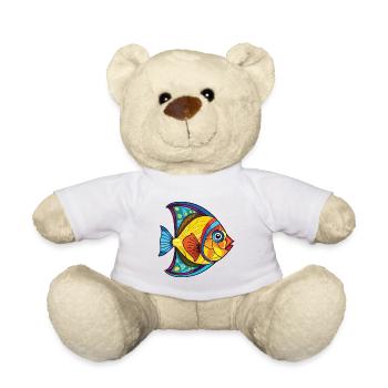 Flunderfisch Bunte Aquarell-Tierkarikatur - Teddy - Weiß - Vorne